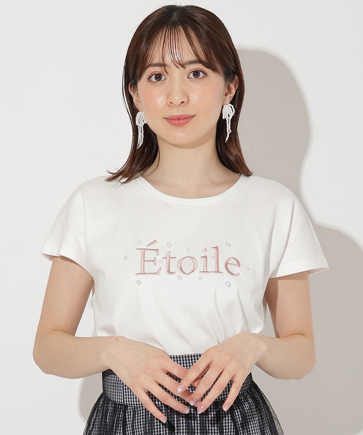 WILLSELECTION Etoile刺繍パールロゴゆるTシャツ ウィルセレクション トップス カットソー・Tシャツ ホワイト ピンク ブラック【送料無..