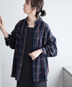 Discoat オンブレチェックオーバーシャツ【ユニセックス】 ディスコート トップス シャツ・ブラウス ホワイト ネイビー ブラウン【送料無料】