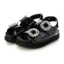 【SALE/50%OFF】EVOL 【クッション入り】厚底ビジューバックルサンダル イーボル シューズ・靴 サンダル シルバー ブラック【送料無料】