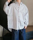 【SALE/20%OFF】aimoha KIDS 【aimoha-KIDS-】キッズフラップポケット付きストライプシャツ アイモハ トップス シャツ・ブラウス