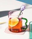 LAKOLE うねうねハンドルガラスマグカップ ラコレ 食器・調理器具・キッチン用品 グラス・マグカップ・タンブラー ピンク グリーン パープル