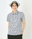 adabat 【吸水速乾】リップルフラワープリントポロシャツ アダバット トップス ポロシャツ ブラック ホワイト ピンク【送料無料】
