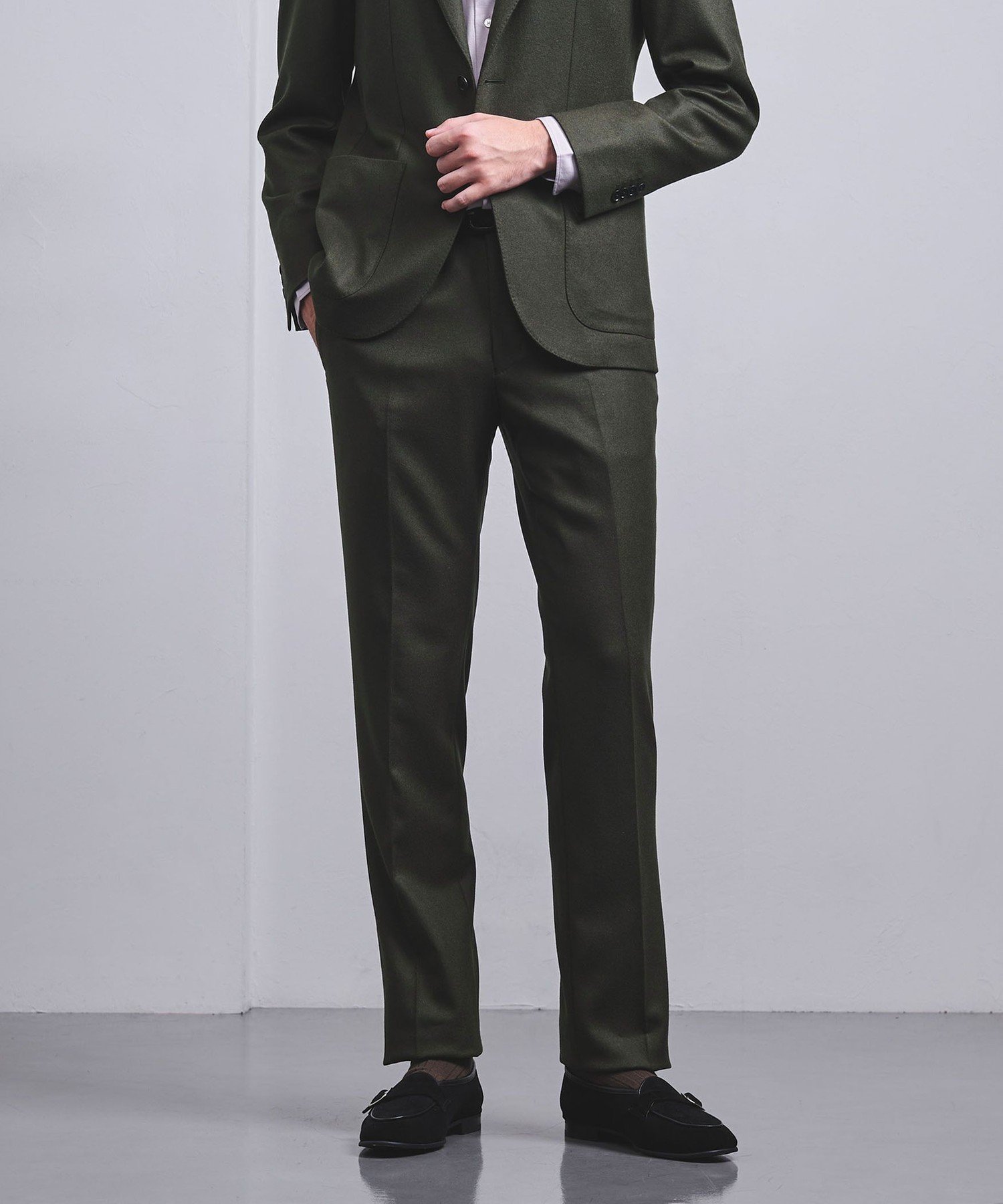 【SALE／70%OFF】UNITED ARROWS フランネル ノープリーツ テーパード スラックス COMFORT EASYーMODELーストレッチー ユナイテッドアローズ アウトレット スーツ・フォーマル スーツパンツ ネイビー グレー グリーン【送料無料】