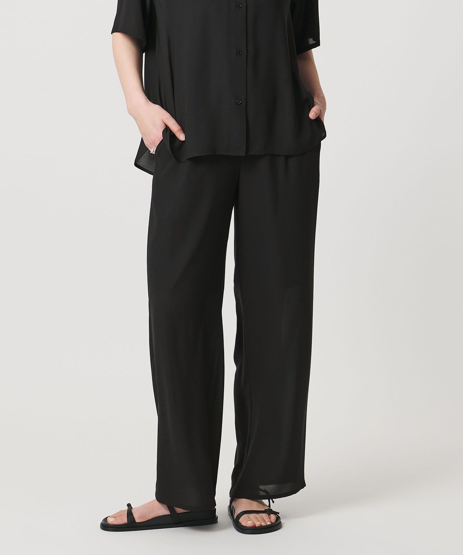 ＜MARW UNITED ARROWS＞シフォン ギャザー パンツ ビューティー＆ユース ユナイテッドアローズ パンツ その他のパンツ ネイビー ブラック