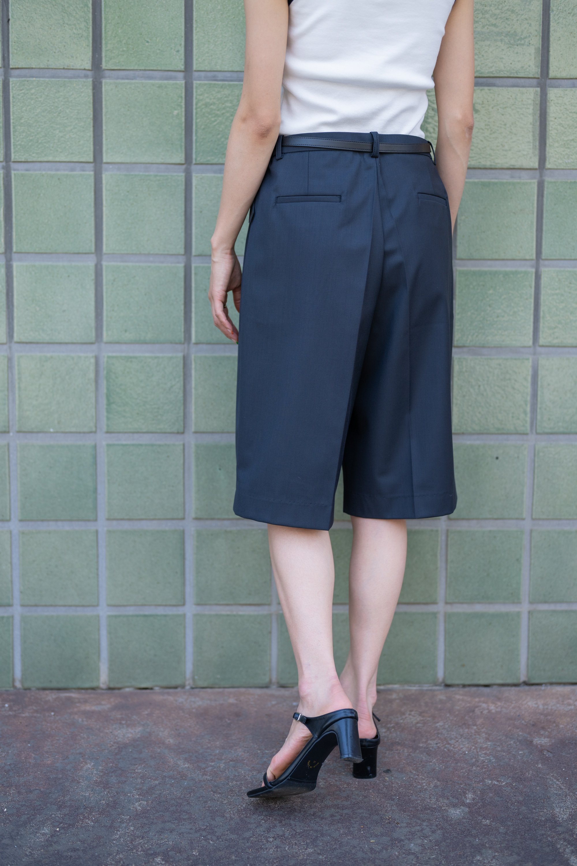 YEVS フロントタックハーフパンツ イーブス パンツ キュロット グレー