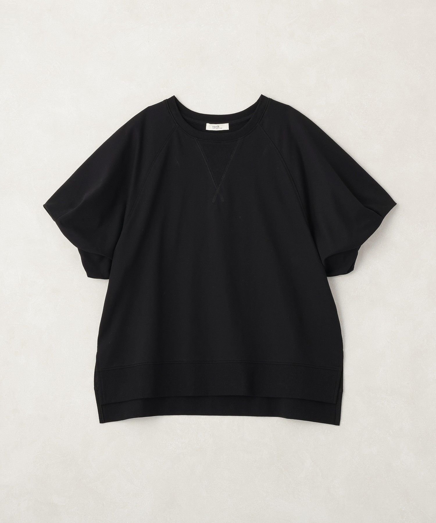 バルーンスリーブ裏毛プルオーバー アースミュージック&エコロジー トップス カットソー・Tシャツ ブラック ホワイト