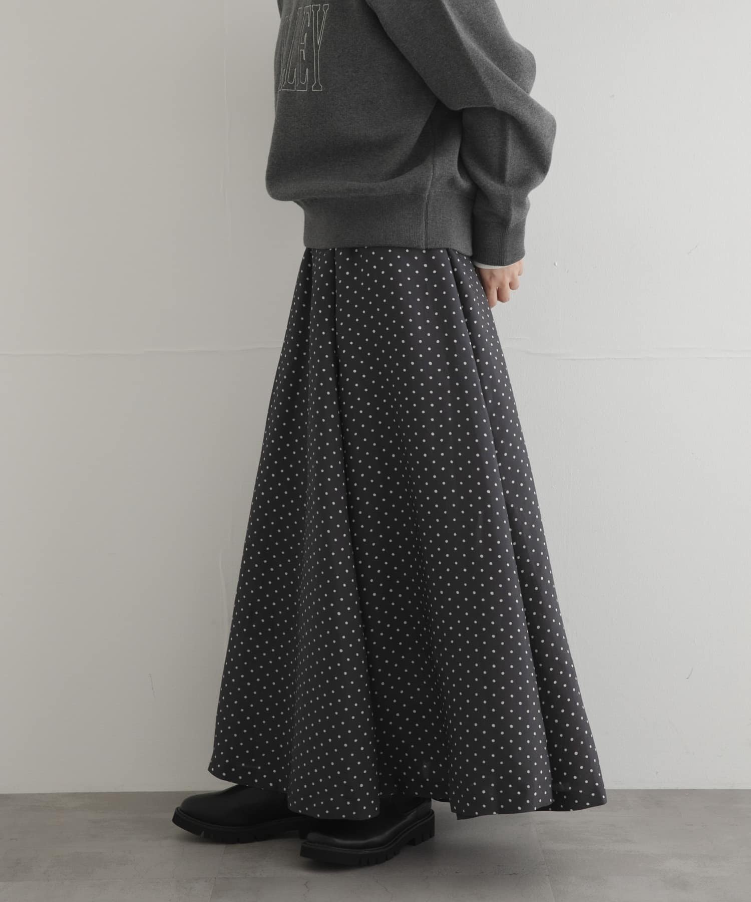 Sonny Label 『WEB限定』ドットプリントフレアスカート サニーレーベル スカート ロング・マキシスカート ブラック