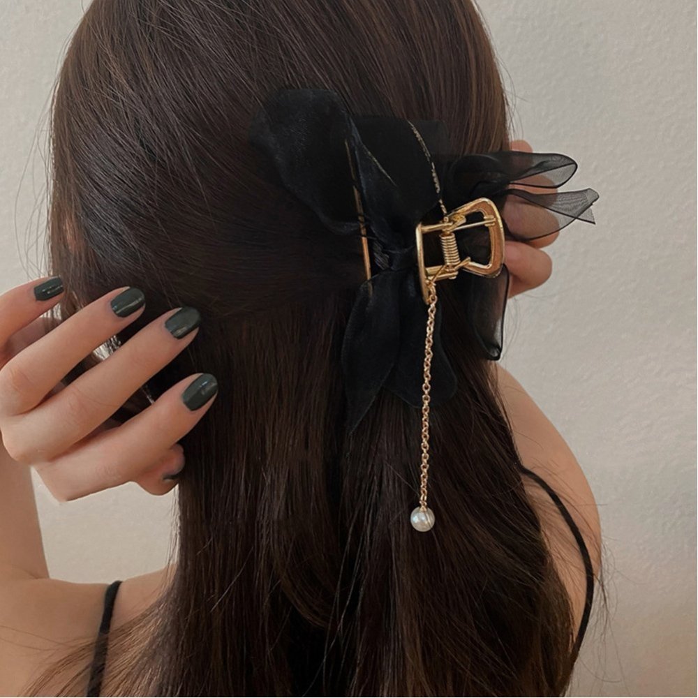 【SALE／15%OFF】Aimoon チュールリボン ヘアクリップ レディース ミニミニストア ヘアアクセサリー バレッタ・ヘアクリップ・ヘアピン ブラック ベージュ