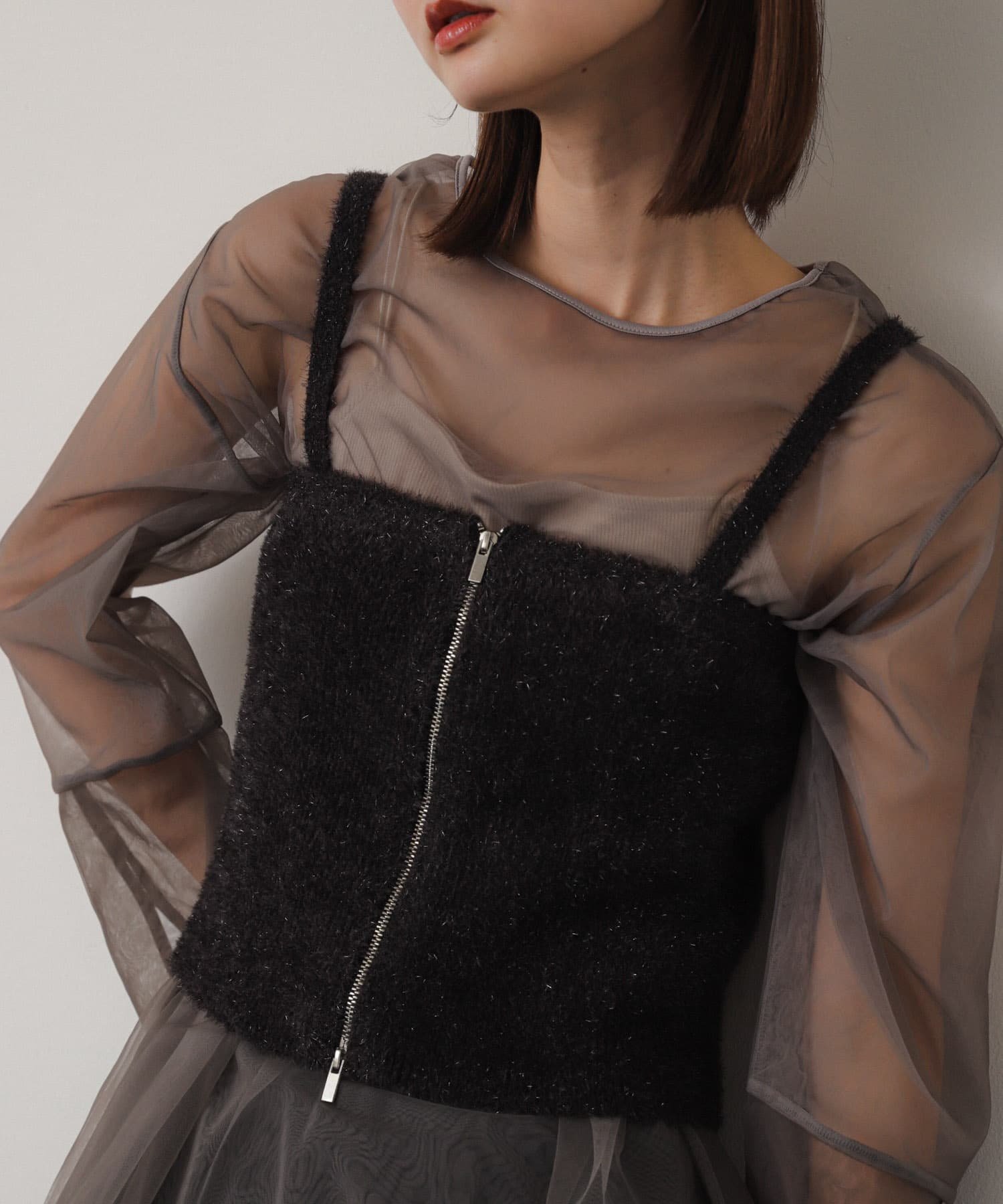 【SALE/55%OFF】SENSE OF PLACE マルチWAYラメミックスニットビスチェ センス オブ プレイス トップス ニット ブラック グレー ブルー