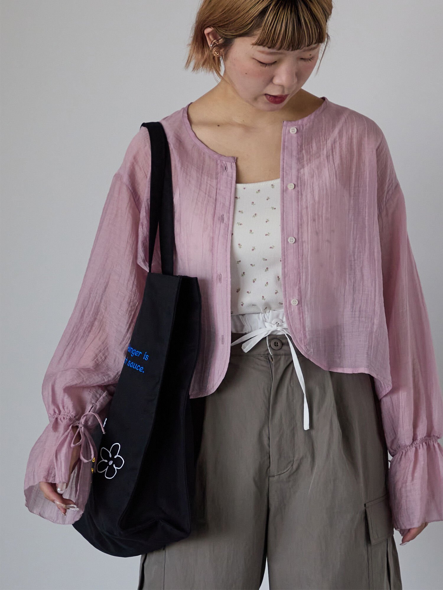 【SALE／58%OFF】ehka sopo キャンディースリーブシアーブラウス エヘカソポ トップス シャツ・ブラウ..