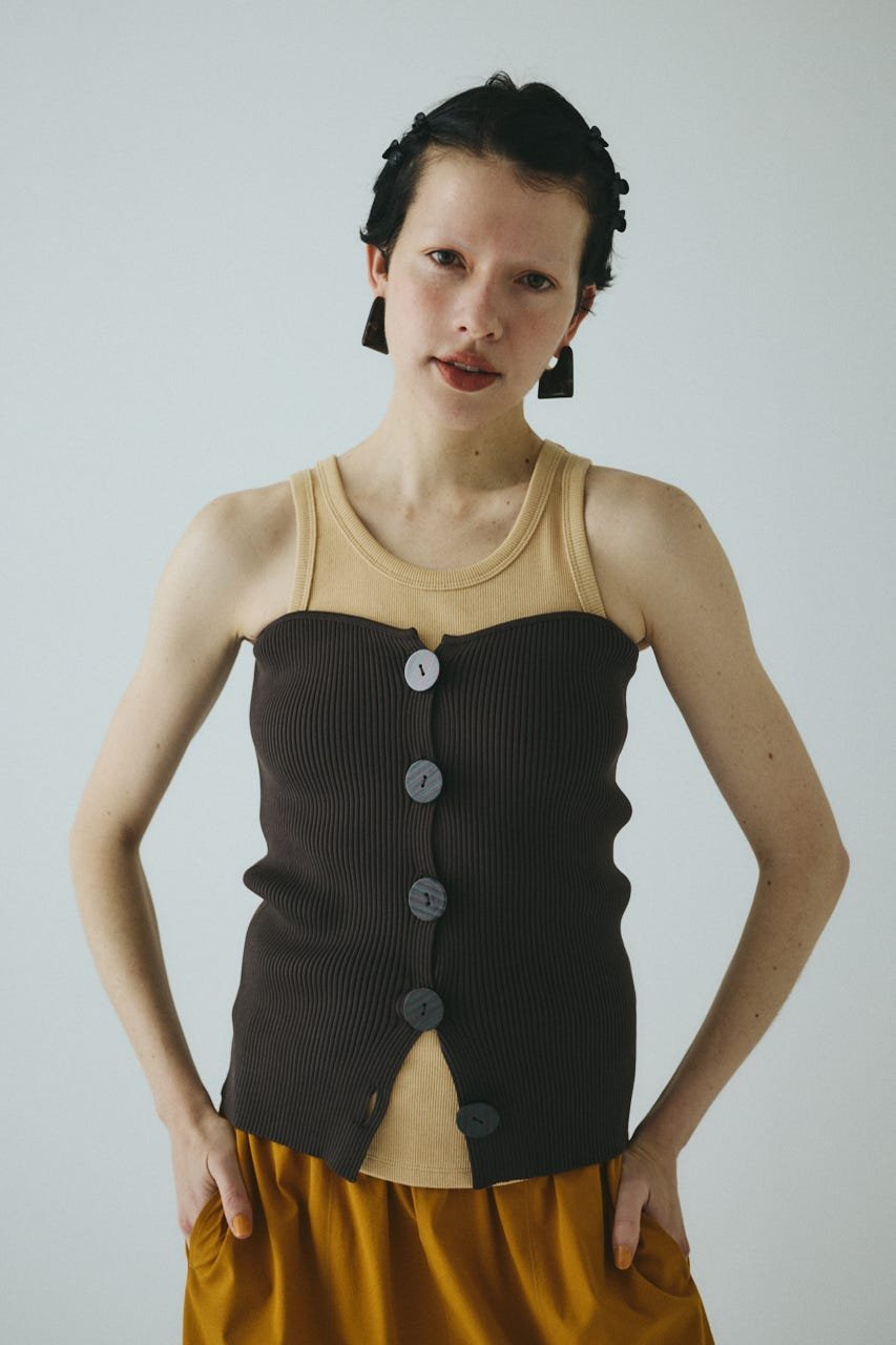 HeRIN.CYE Front button knit bustier ヘリンドットサイ トップス キャミソール ブラウン レッド グリ..
