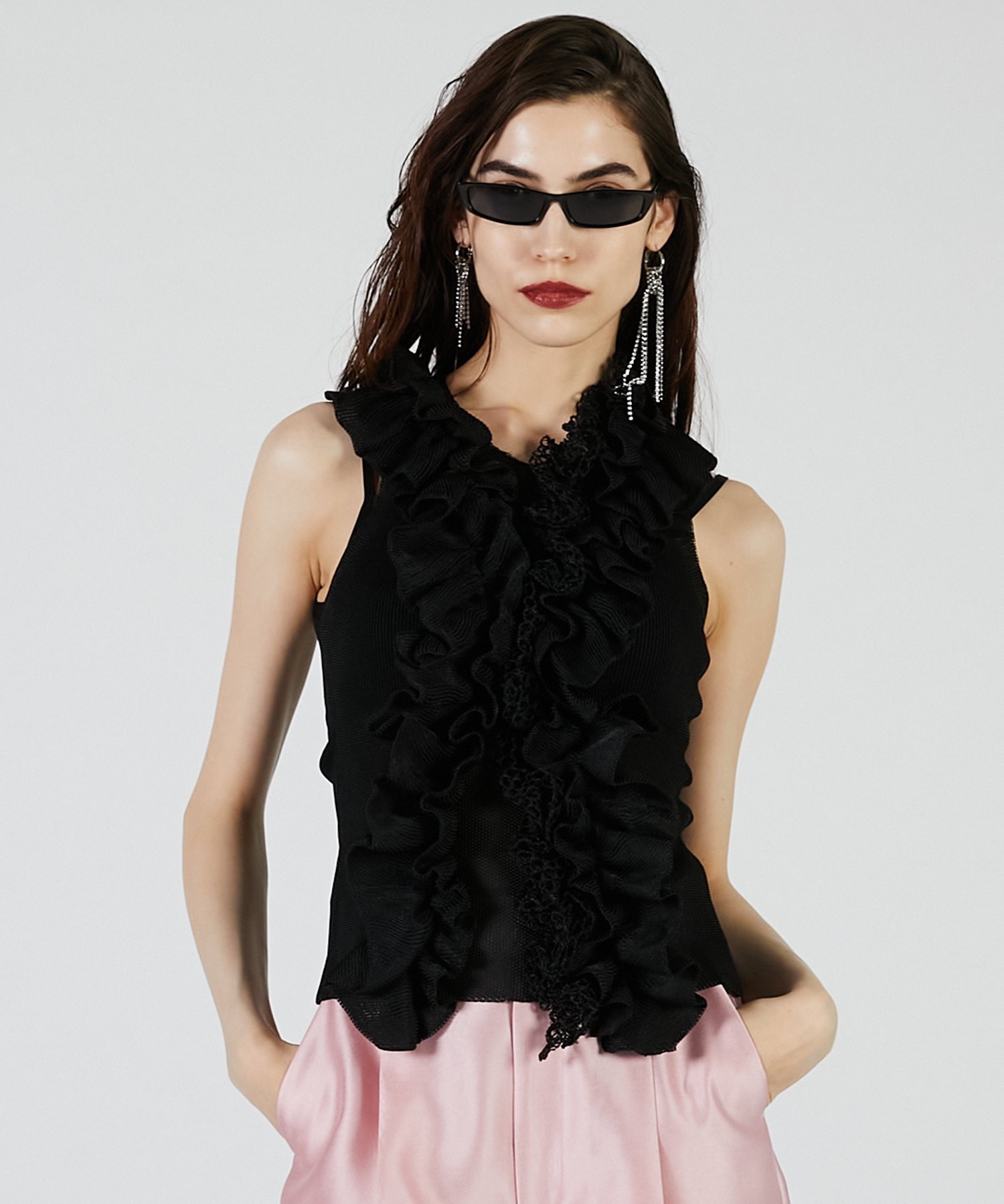 PRANK PROJECT フリルモチーフニット プランク プロジェクト トップス ニット ブラック ゴールド ホワイト【送料無料】のサムネイル