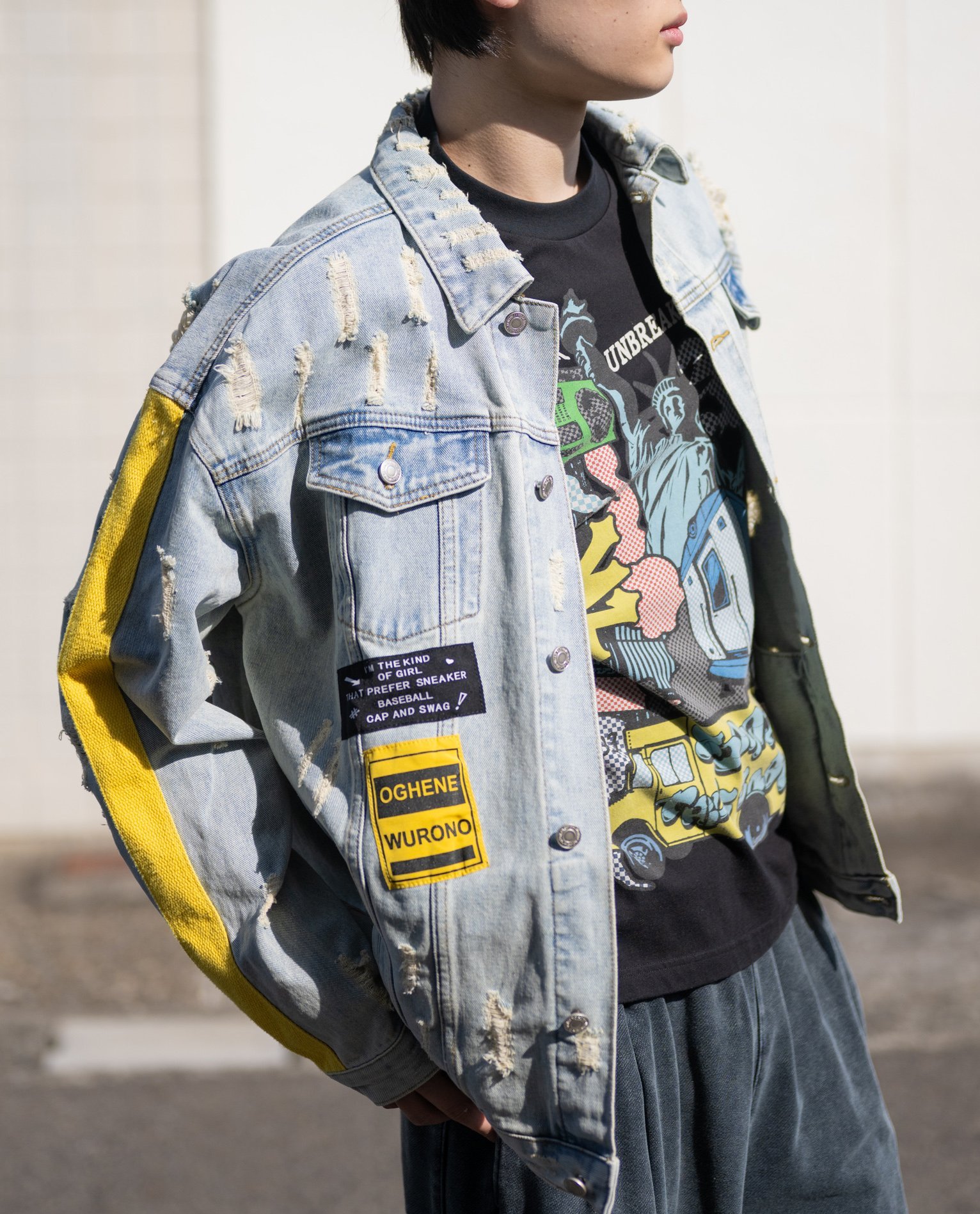YEVS リメイクデニムサイドラインJK イーブス ジャケット・アウター デニムジャケット ブルー
