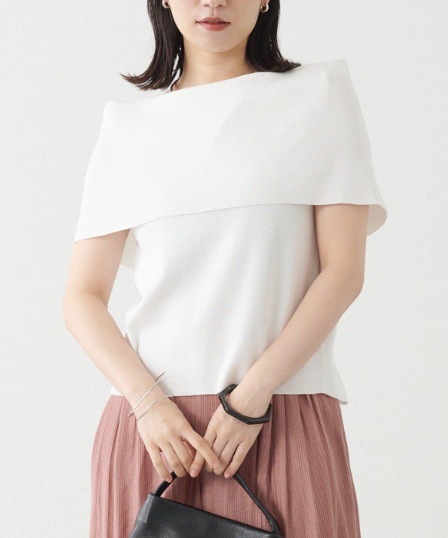 PAL GROUP OUTLET 【Omekashi】ノースリオフショルニット パル グループ アウトレット トップス ニット ホワイト ブラウン グレー