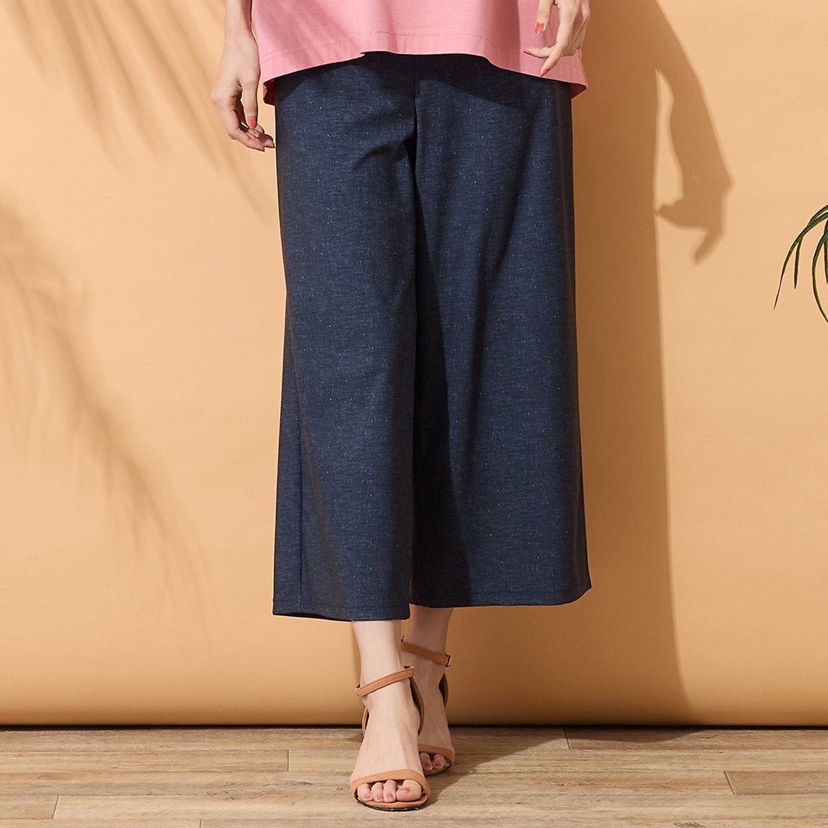 PISANO 【手洗いOK・接触冷感・UVカット】デニムプリントワイドパンツ ピサーノ パンツ その他のパンツ ブラック ベージュ ネイビー
