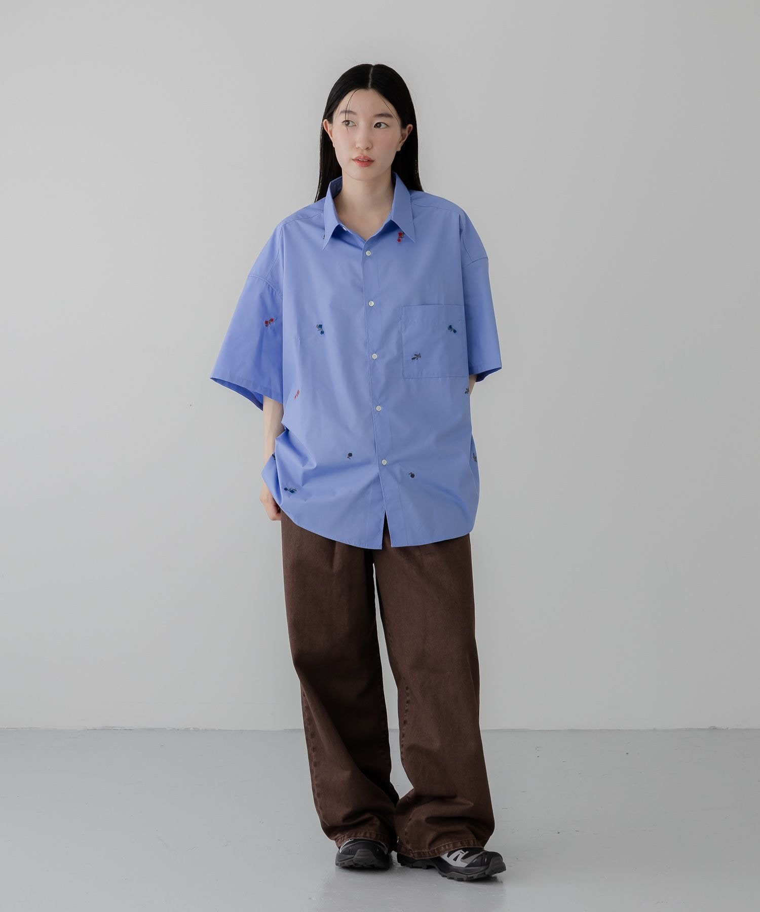 LOWRYS FARM 【LFM(U)】BROADシシュウシャツSS ローリーズファーム トップス シャツ・ブラウス ブルー