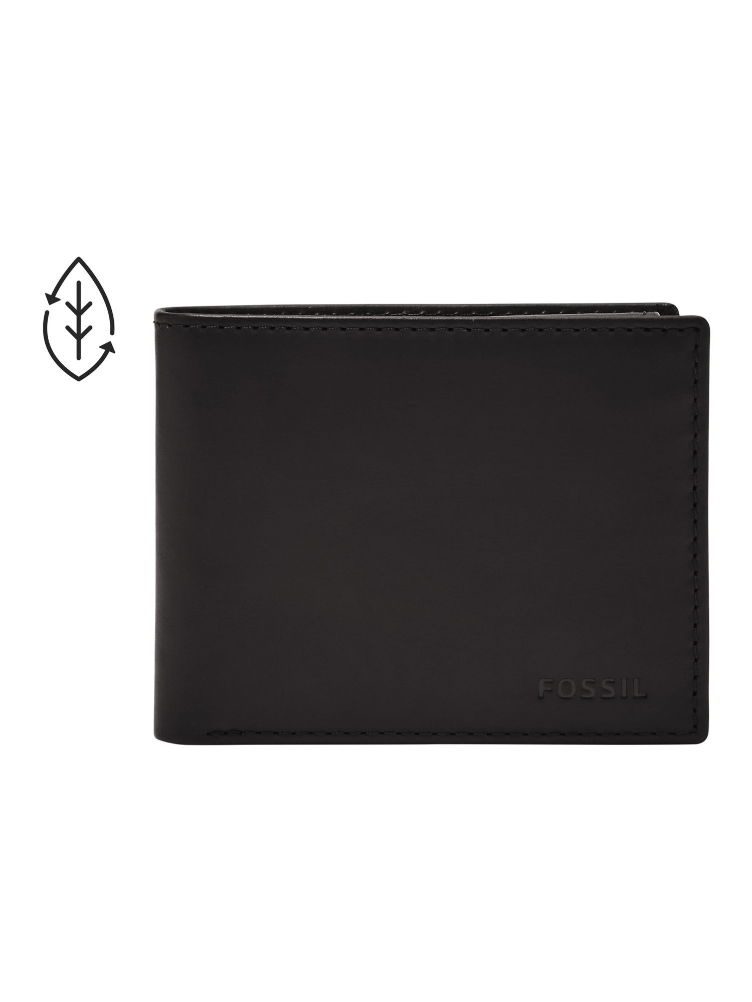 M - FOSSIL フォッシル 二つ折り財布 メンズ レザー ブラック ML3771001 フォッシル 財布・ポーチ・ケース 財布 ブラック【送料無料】