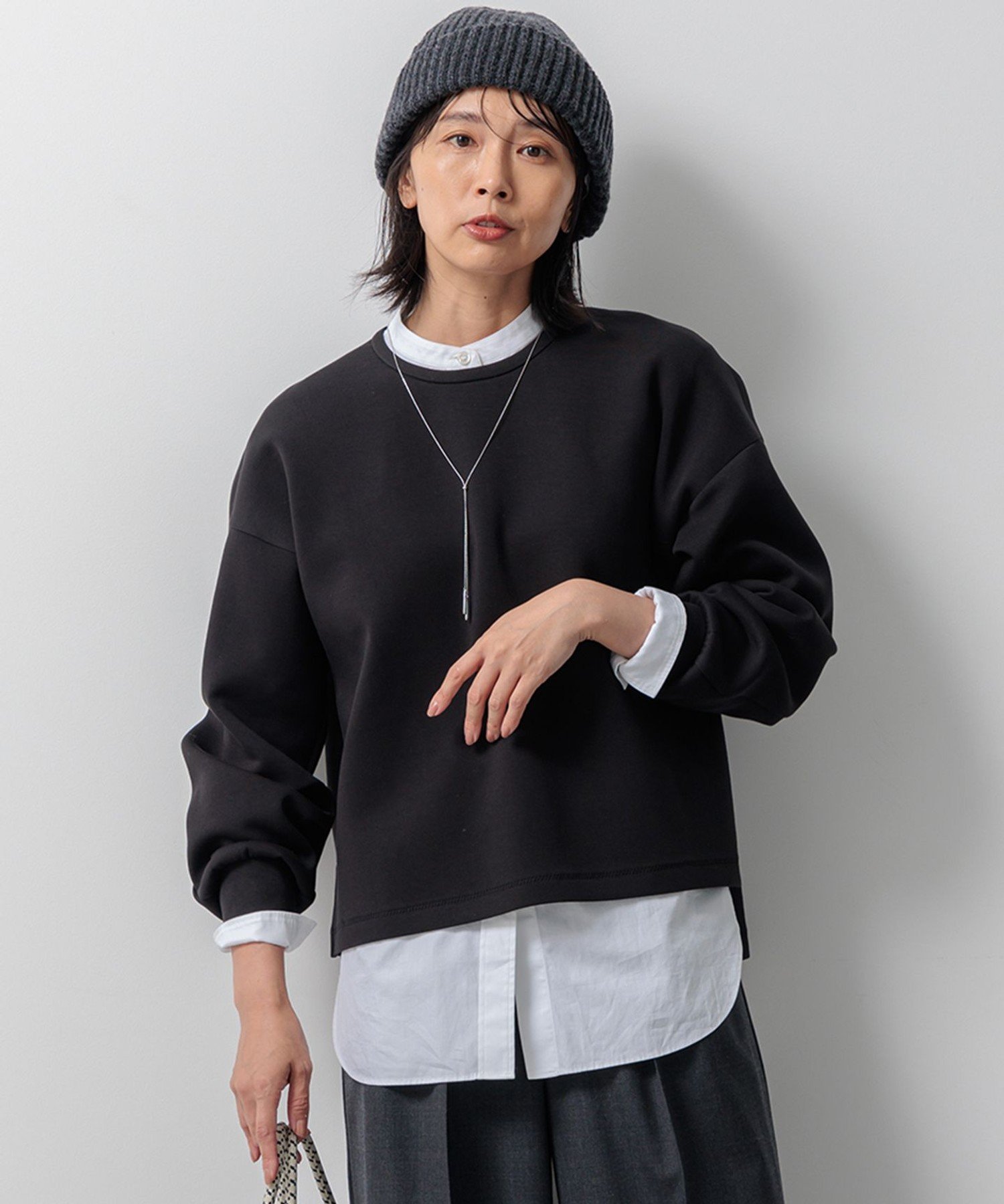 23区 L 【洗える】コンフォートダンボールジャージー カットソー ニジュウサンク トップス カットソー・Tシャツ ベージュ グリーン ブラック ホワイト