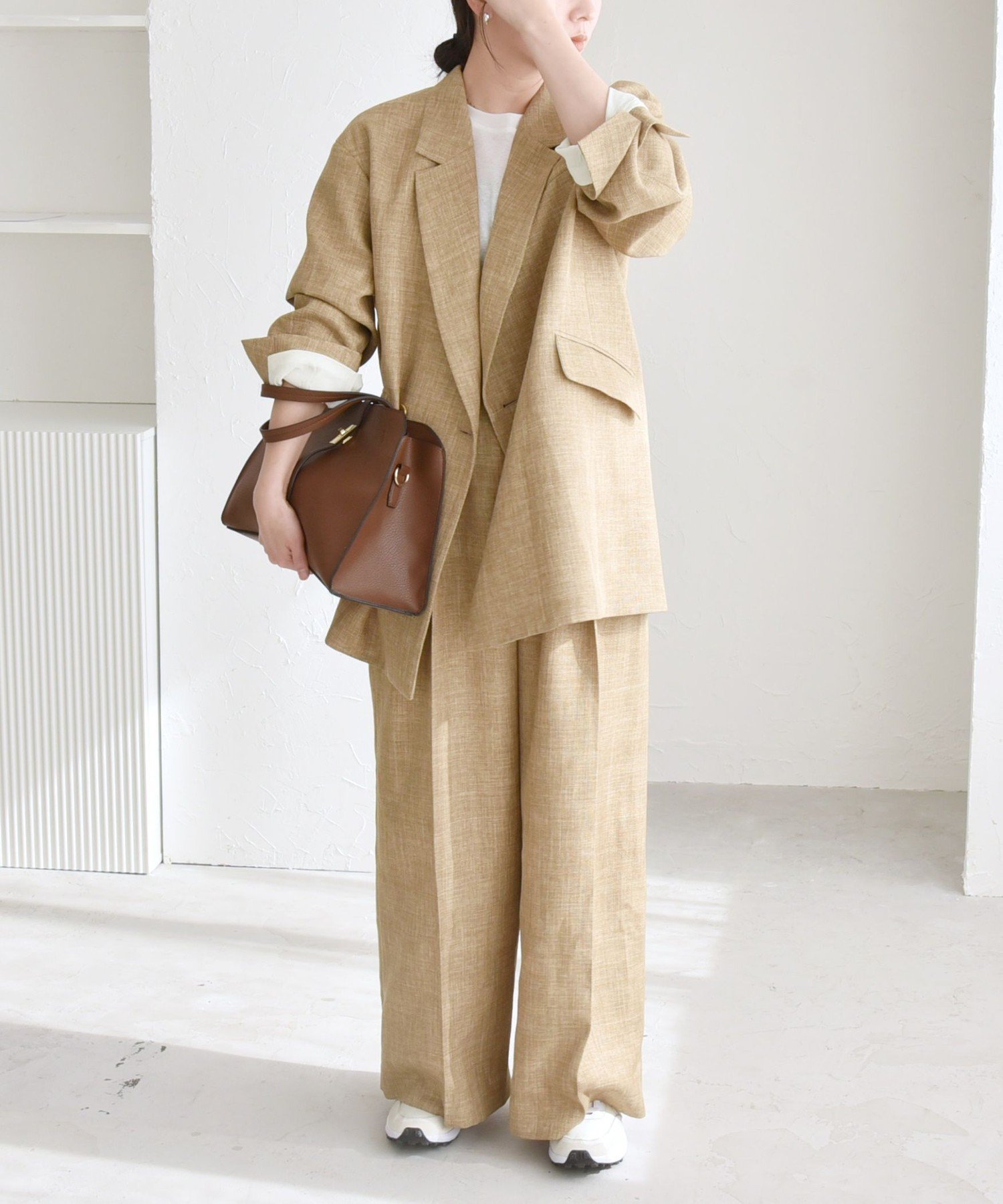 【SALE／50%OFF】quaranciel quaranciel: バスケット ハイウエスト ワイド パンツ シップス パンツ その他のパンツ ベージュ ブラック【送料無料】