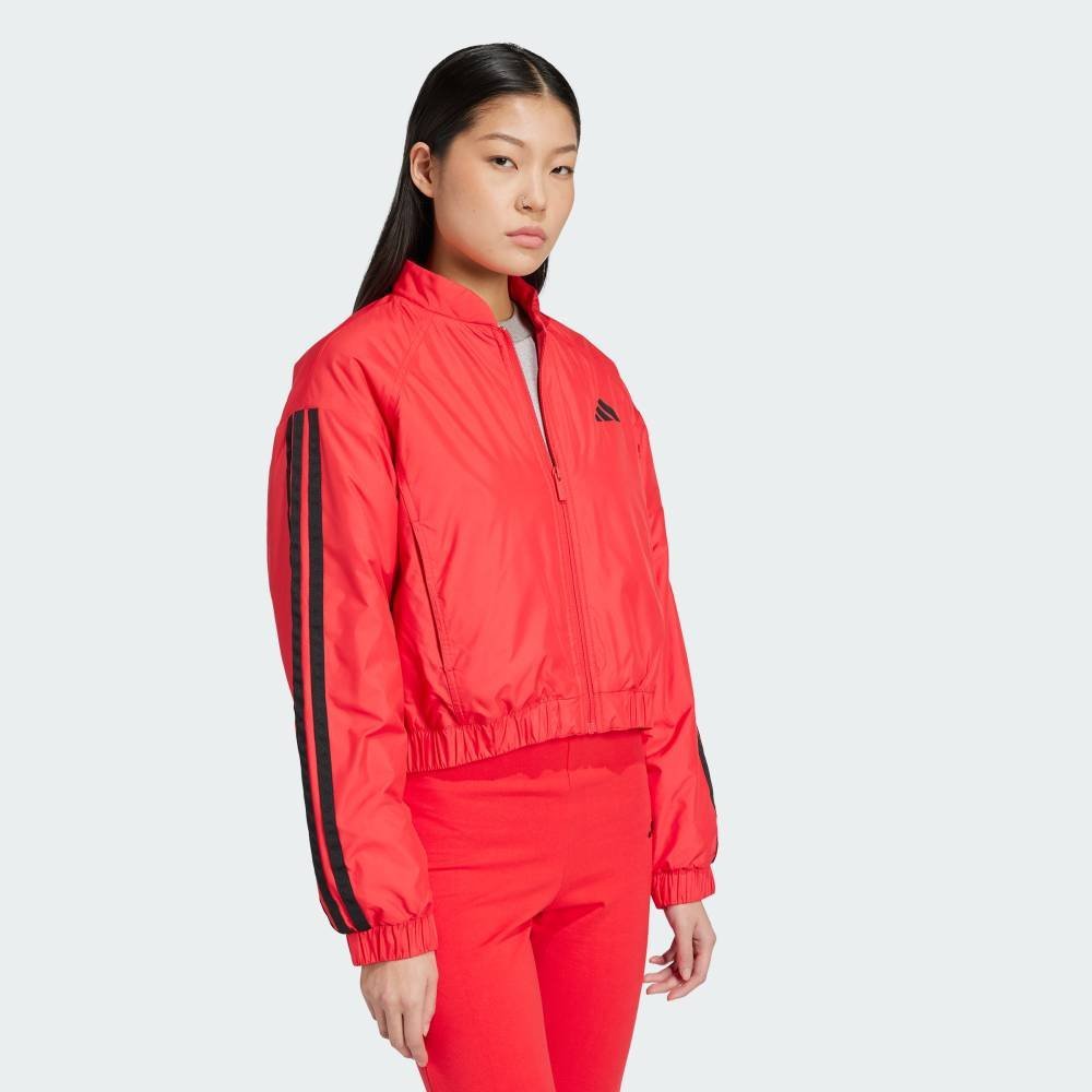 【SALE／40%OFF】adidas 【公式】アディダス adidas 返品可 エッセンシャルズ スリーストライプス インサレーテッド クロップ ボンバージャケット アディダス ジャケット・アウター ブルゾン・ジャンパー レッド【送料無料】