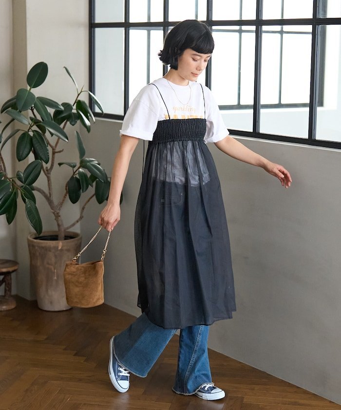 【SALE／70%OFF】FREAK'S STORE インド 2WAY シアー チェック バンドゥワンピース フリークスストア ワ..