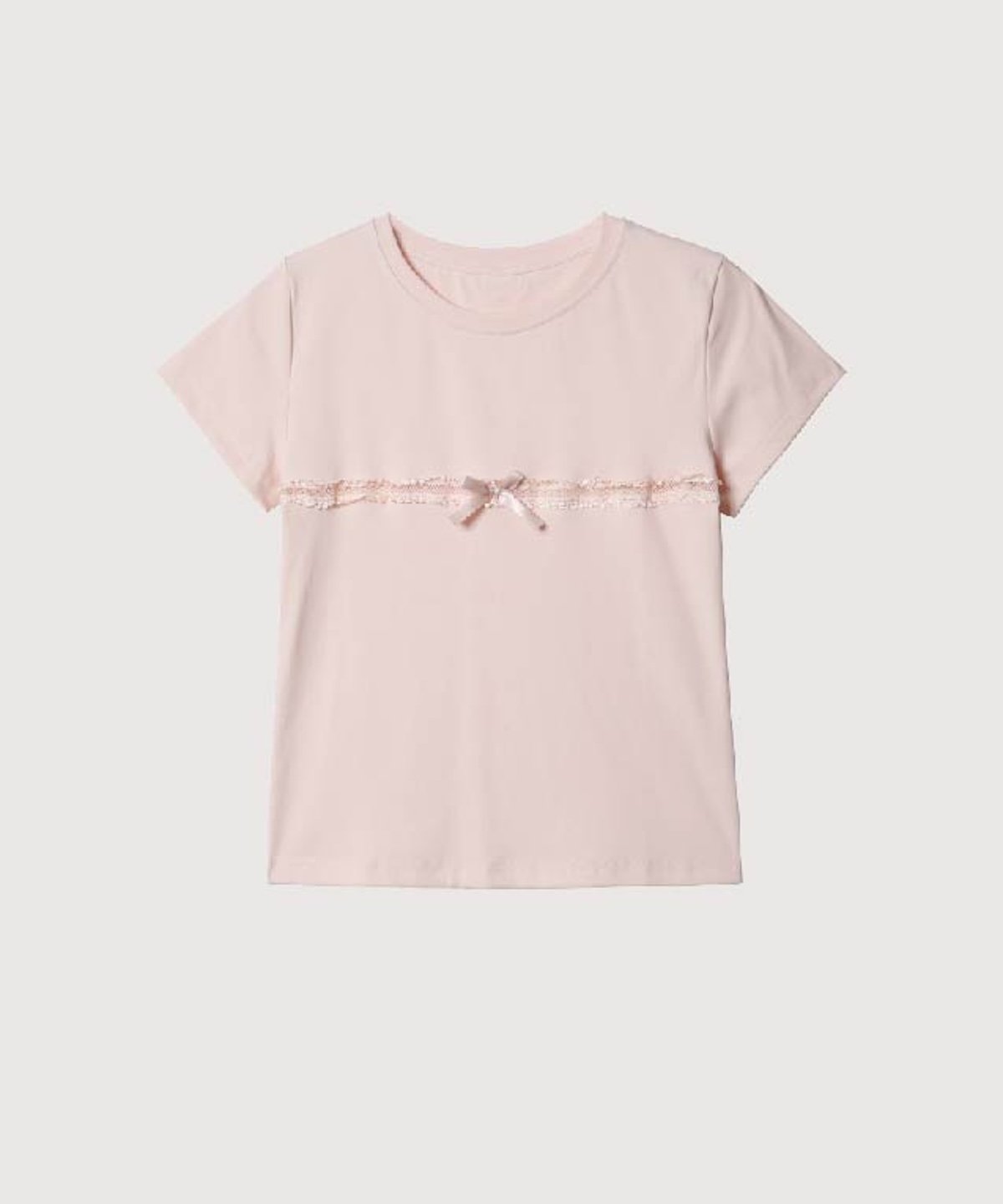 LA POMME petit Single Lace Band T ラポミ・プチ トップス カットソー・Tシャツ ピンク イエロー ホワイト【送料無料】