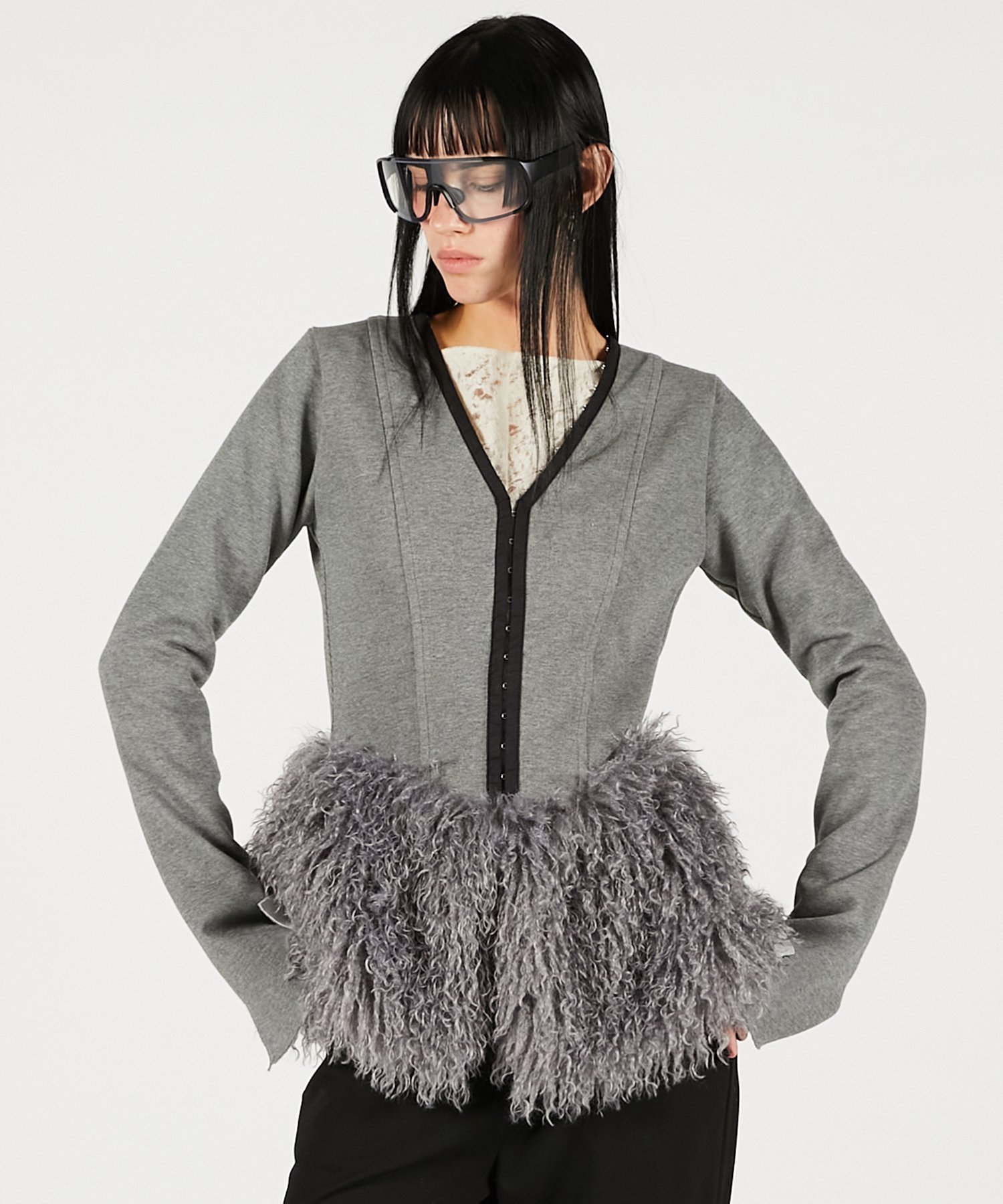 PRANK PROJECT ファーヘムフックアイトップ プランク プロジェクト トップス その他のトップス ブラック グレー【送料無料】のサムネイル