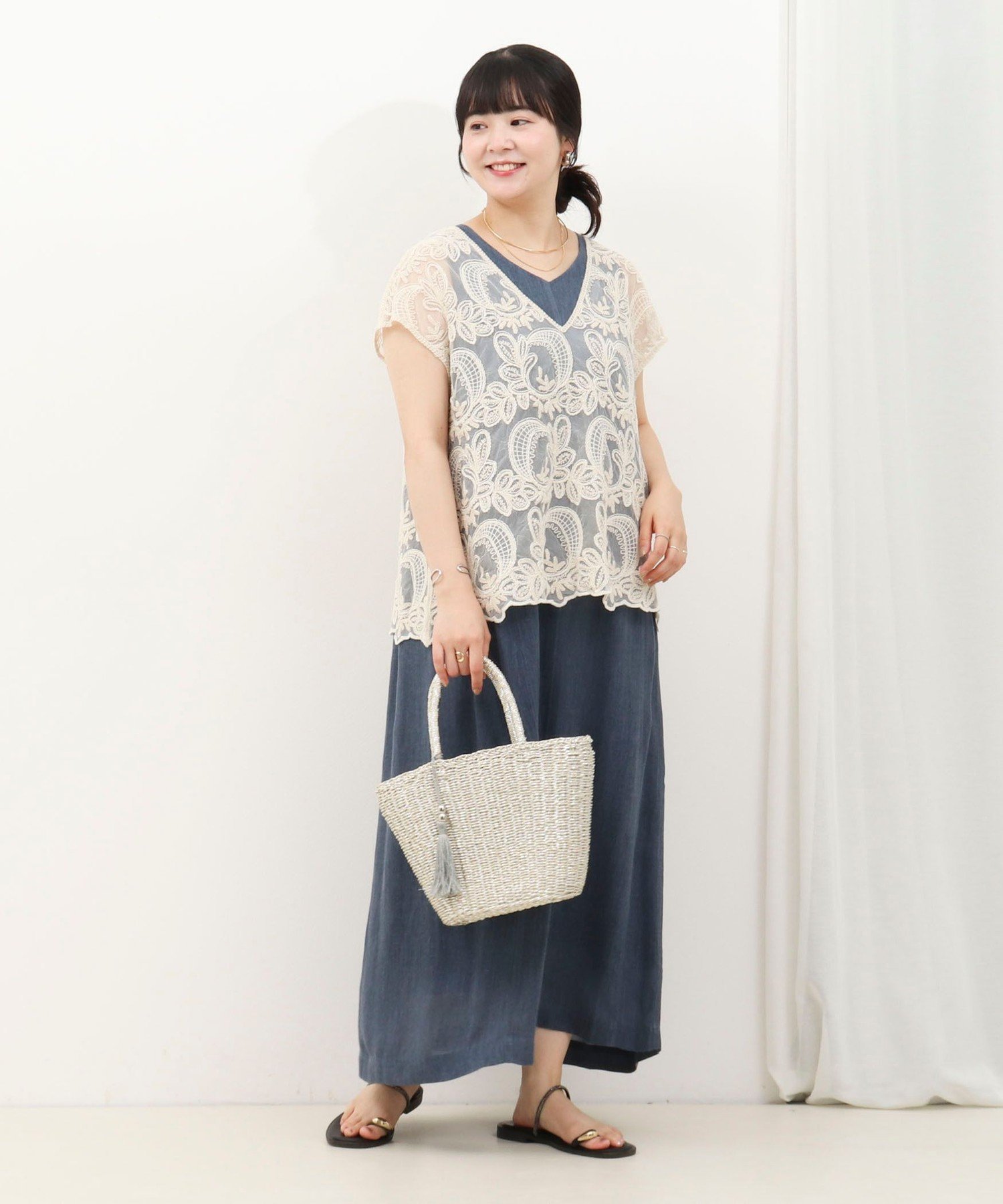 MICO COULIER レース刺繍2WAYフレンチスリーブブラウス ノーリーズ トップス シャツ・ブラウス ベージュ ホワイト【送料無料】