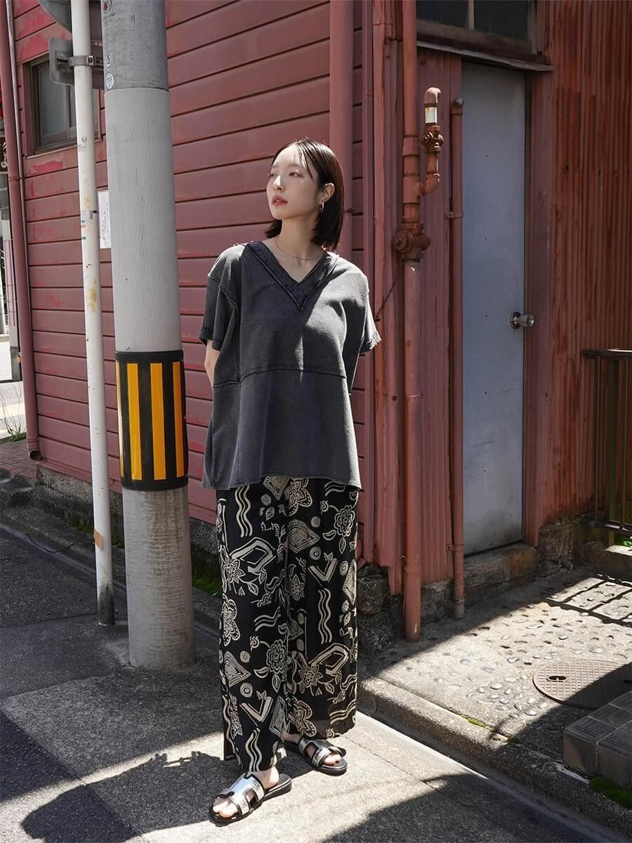 RADIATE オリエンタルプリントシアーイージーパンツ ラシュッド パンツ その他のパンツ ブラック