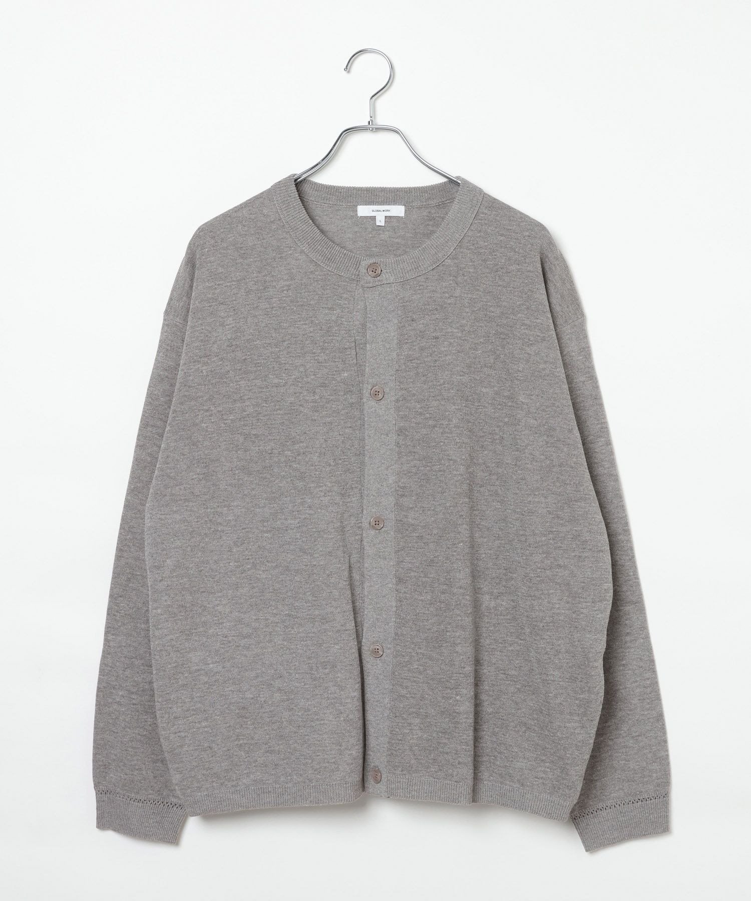 GLOBAL WORK クルーネックカーディガン/長袖/826491 グローバルワーク トップス ニット ブラック ネイビー グレー【送料無料】