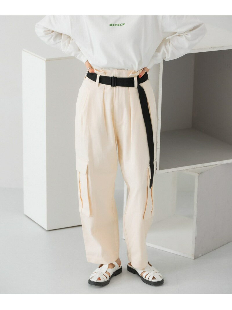 【SALE／70%OFF】KBF ベルト付きカーゴパンツ ケービーエフ パンツ その他のパンツ ホワイト グリーン ベージュのサムネイル