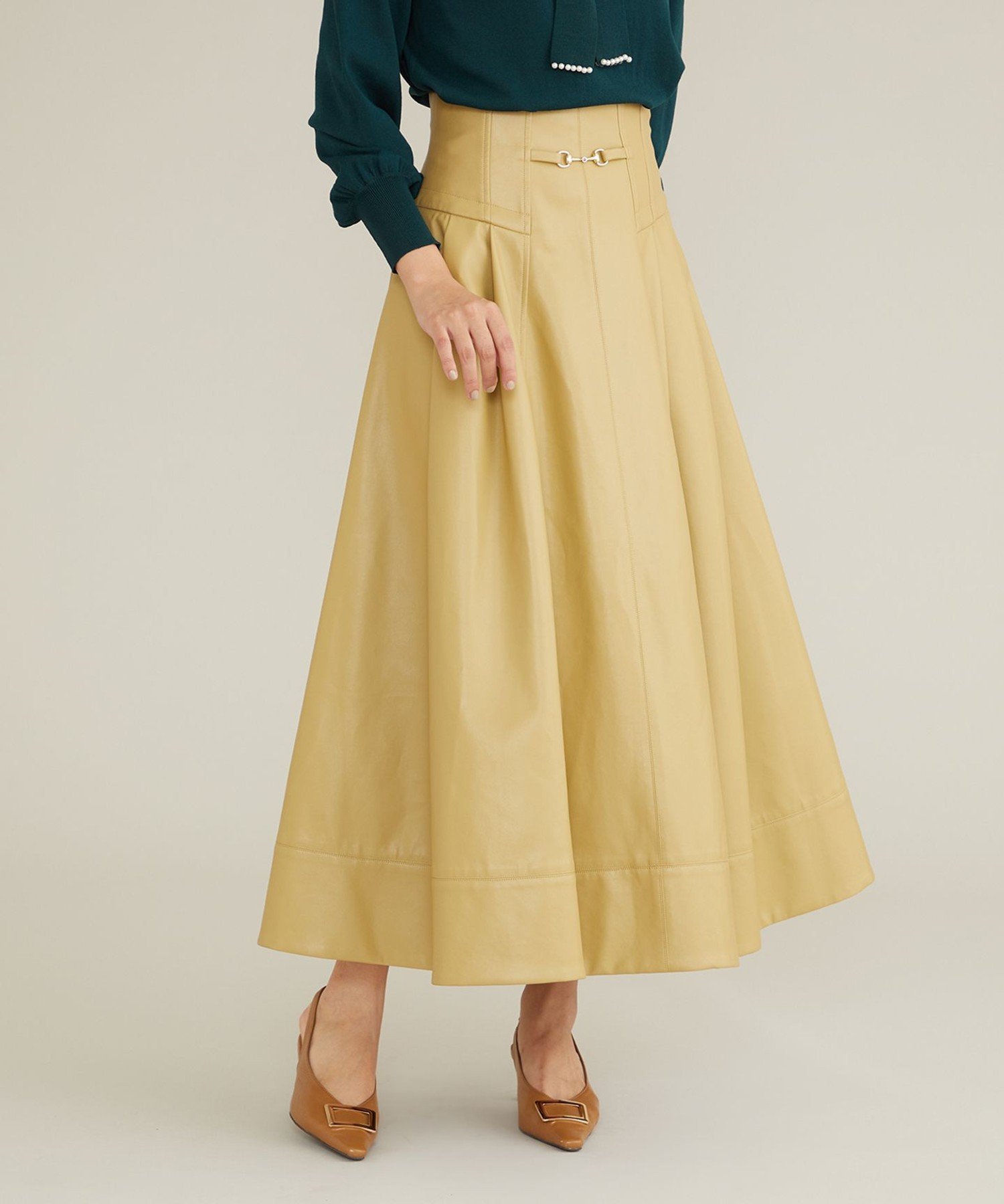 【SALE/50%OFF】Feroux 【古畑星夏さん着用】フロントビット スカート フェルゥ スカート ロング・マキシスカート ベージュ ネイビー【送料無料】