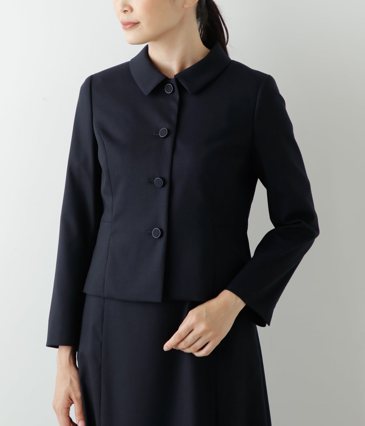 NEWYORKER WOMEN L-SIZE 【L】【お受験対応】ウールファインドビー ステンカラージャケット ニューヨーカー エルサイズ ジャケット・アウター テーラードジャケット・ブレザー ネイビー