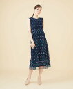 Sybilla ジオメトリックフラワー刺繍チュールドレス シビラ ワンピース・ドレス ドレス ブラック ネイビー【送料無料】