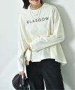 【SALE/44%OFF】INTERPLANET ラウンドヘムサイドスリット微起毛天竺ロゴT インタープラネット トップス カットソー・Tシャツ ブルー ホワイト グレー(4)