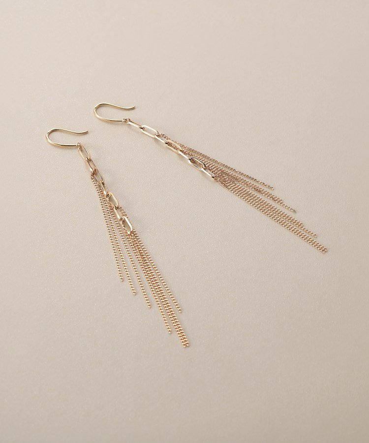 COCOSHNIK K10中空プリムキヘイフリンジ フックピアス ココシュニック アクセサリー・腕時計 ピアス ゴールド【送料無料】