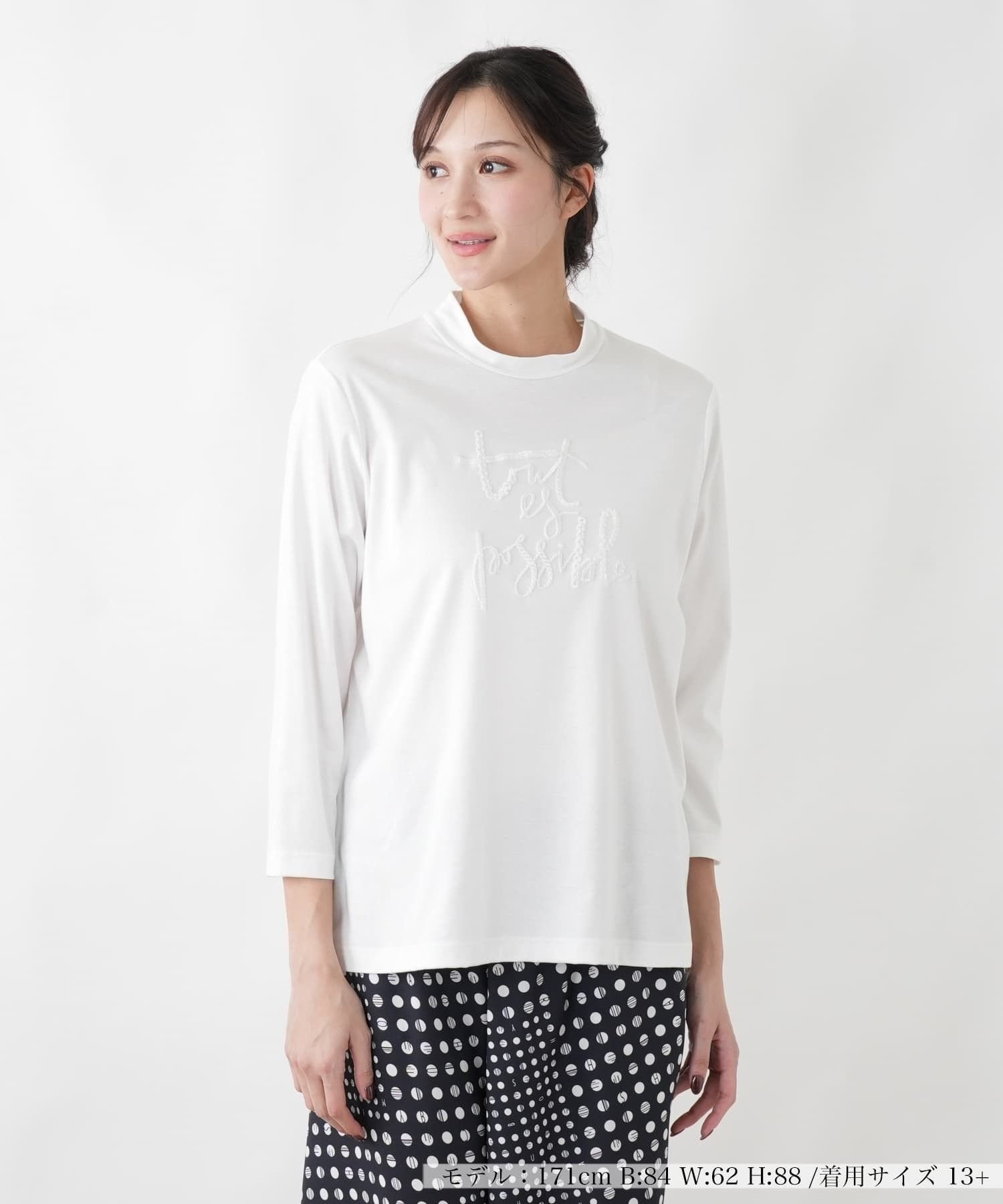 Leilian PLUS HOUSE カットソー【MUSE BY ROCHAS Premiere】 レリアン プラスハウス トップス カットソー・Tシャツ ネイビー ホワイト