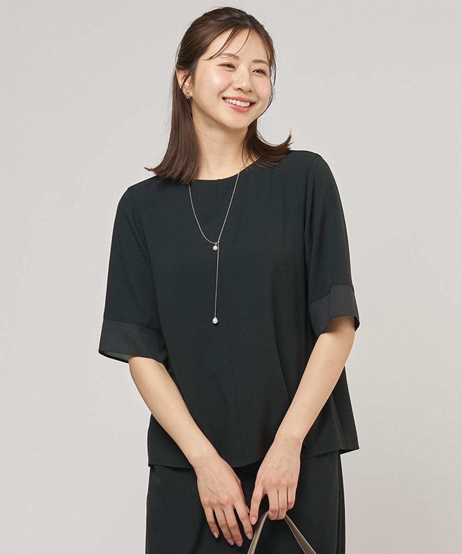 J.PRESS 【セットアップ対応】Light ジョーゼット プルオーバー ブラウス ジェイプレス トップス シャツ・ブラウス ブラック ベージュ ネイビー