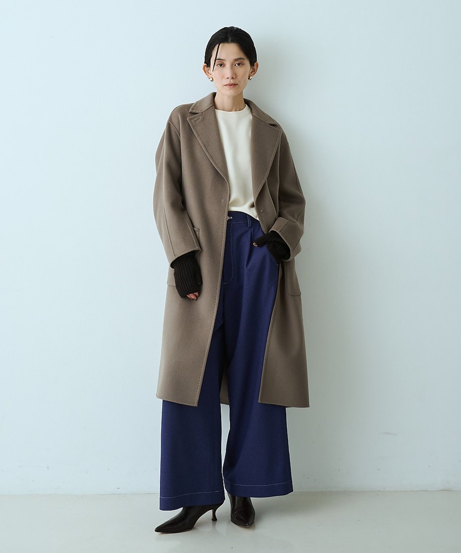 qualite ダブルフェイス2WAYスタンドコート【予約】 カリテ ジャケット・アウター チェスターコート グレー ブラウン