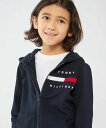 TOMMY HILFIGER (K)TOMMY HILFIGER(トミーヒルフィガー) BOYS リブインサートジップスルーパーカー トミーヒルフィガー トップス パーカー フーディー ネイビー グレー【送料無料】