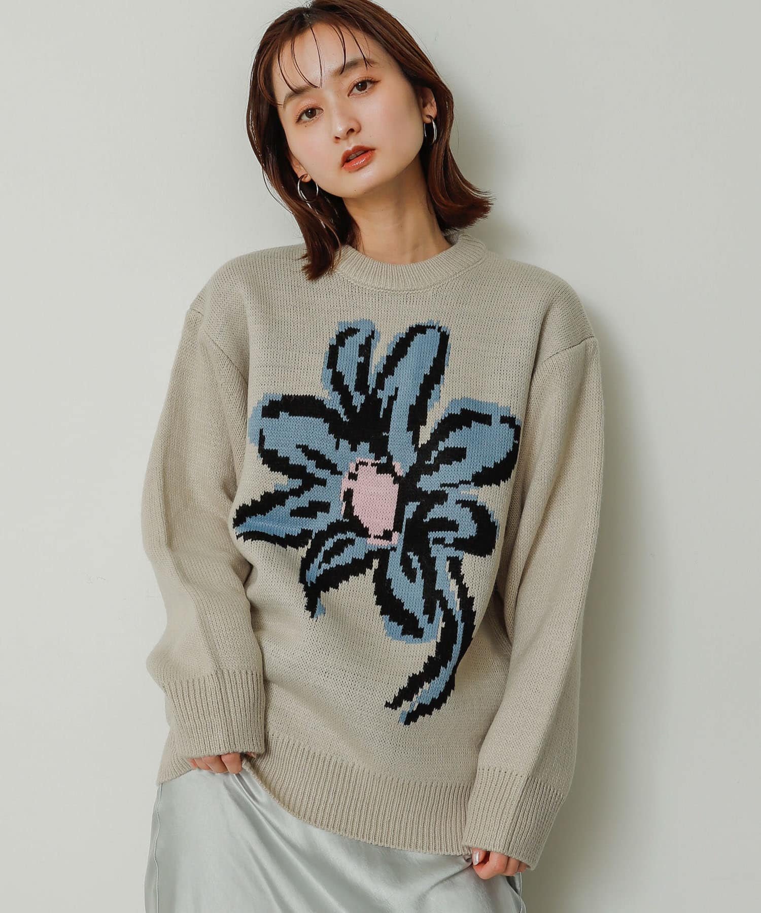 楽天Rakuten Fashion【SALE／60％OFF】SENSE OF PLACE 『ユニセックス』ポップアートフラワージャガードセーター センス オブ プレイス トップス ニット ブラック グレー ブルー グリーン