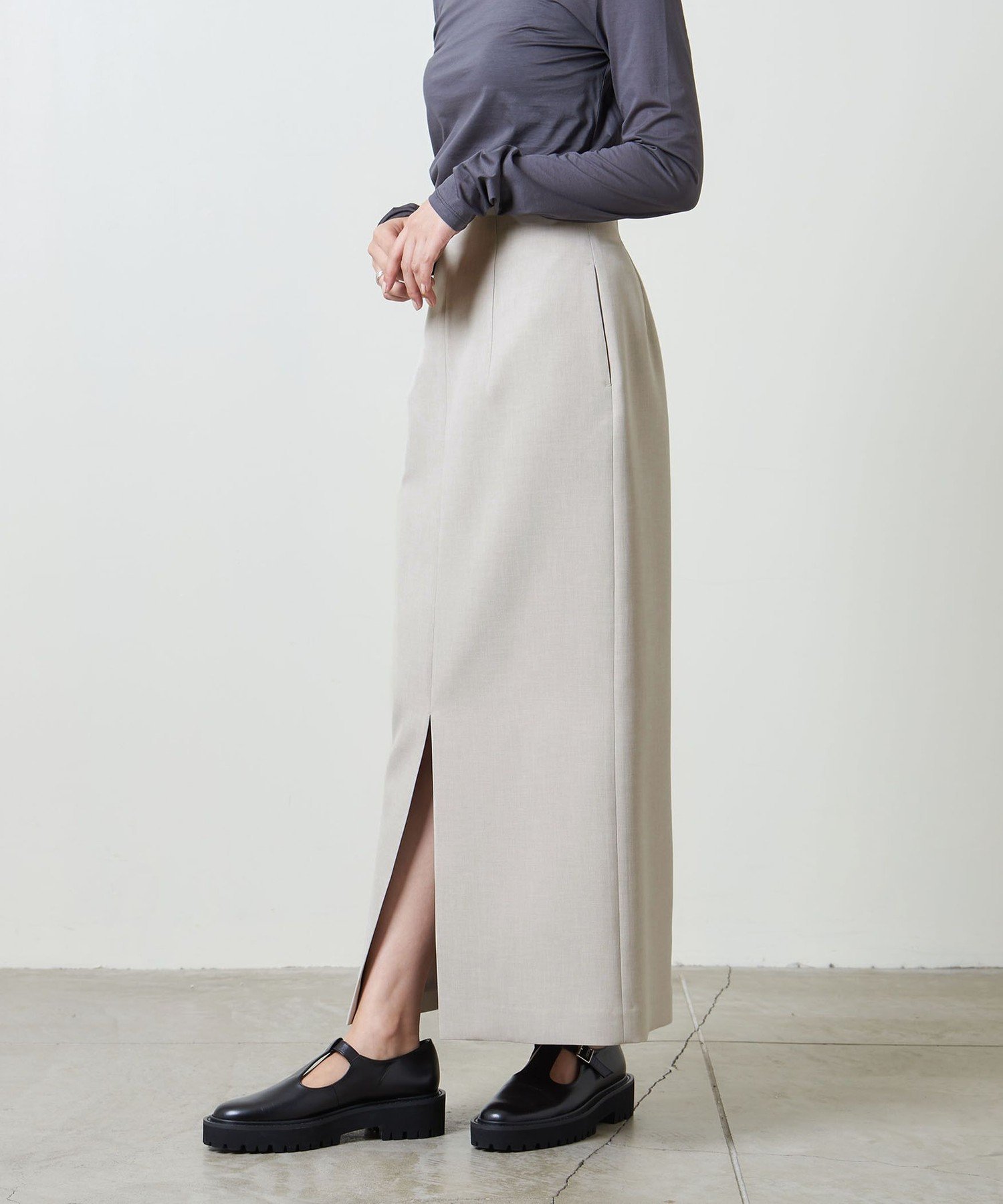 MARW UNITED ARROWS ＜MARW UNITED ARROWS＞Iライン ロングスカート ユナイテッドアローズ スカート その他のスカート ホワイト ブラック グレー【送料無料】