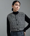 SALON adam et rope' 【WEB限定】クロップドパターンハンドニットジレ サロン アダム エ ロペ トップス ベスト・ジレ ホワイト グレー【送...