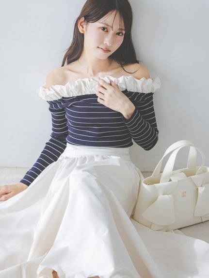 SNIDEL バルーンフリルニットプルオーバー スナイデル トップス ニット ブラック