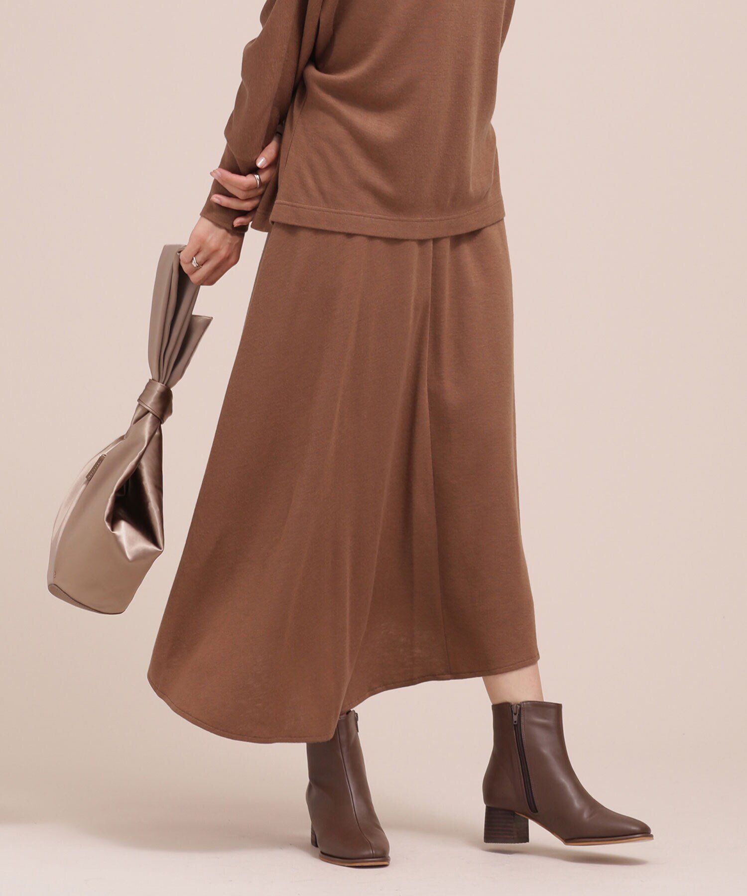 【SALE/80%OFF】NANO universe イレギュラーヘムフレアスカート セットアップ可 ナノユニバース スカート ミディアムスカート ブラウン ベ...