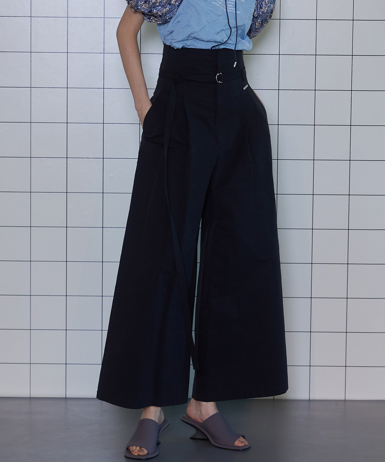 MAISON SPECIAL Two Tuck High Waist Wide Pants メゾンスペシャル パンツ その他のパンツ ブラック ホワイト ピンク レッド グリーン【送料無料】のサムネイル