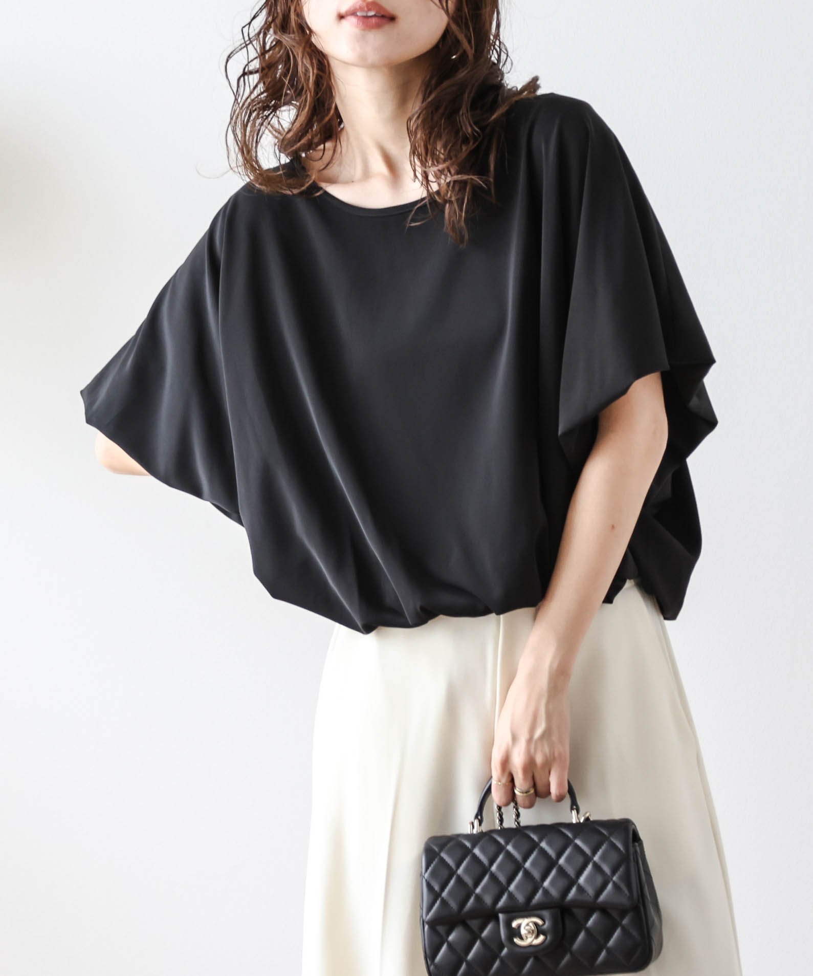 Lajour 日本製バルーンショートトップス ラジュール トップス シャツ・ブラウス ブラック【送料無料】