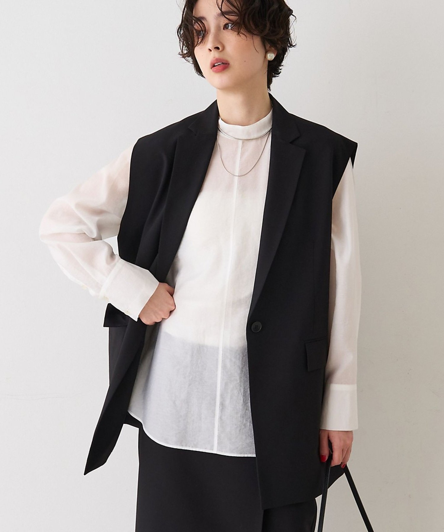 Rouge vif la cle 【セットアップ対応】テーラーカラージレ ルージュ・ヴィフ ラクレ トップス その他のトップス ブラウン ブラック