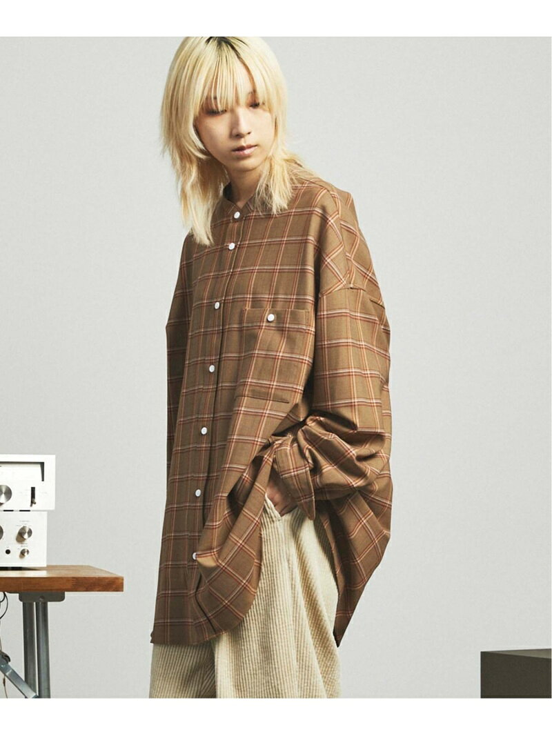 MAISON SPECIAL プライムオーバースタンドカラーシャツ メゾンスペシャル トップス シャツ・ブラウス ベージュ ブラック グリーン ネイビー ホワイト オレンジ【送料無料】のサムネイル