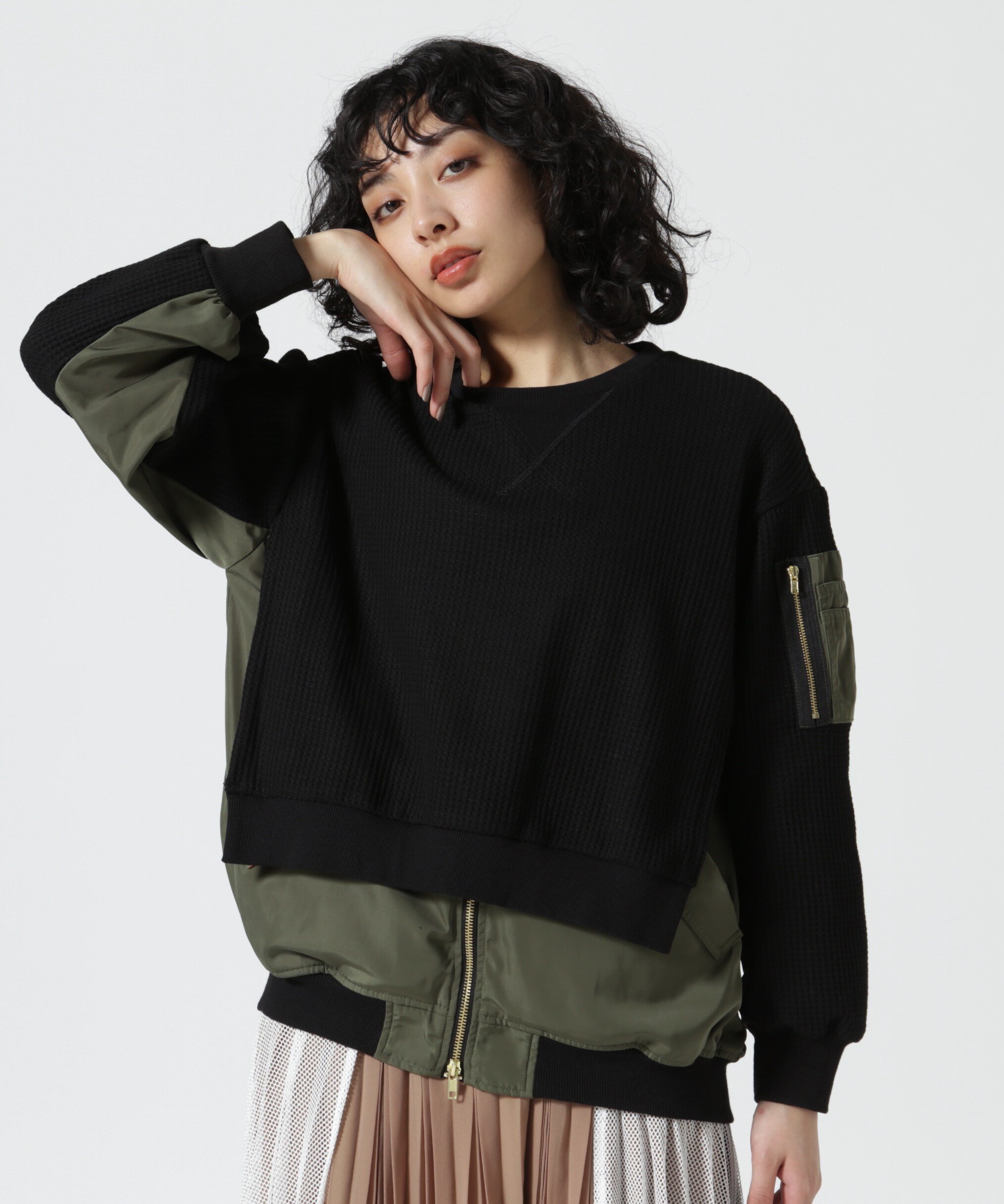 【SALE／40%OFF】ROYAL FLASH Risley/リズレー/MA-1 ドッキングプルオーバー ロイヤルフラッシュ トップス カットソー・Tシャツ ブラック グレー【送料無料】のサムネイル